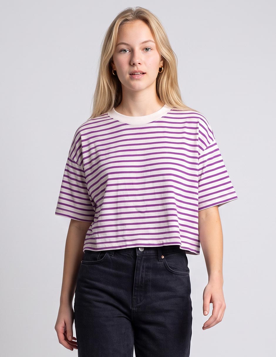 Playera manga al codo cuello redondo mujer