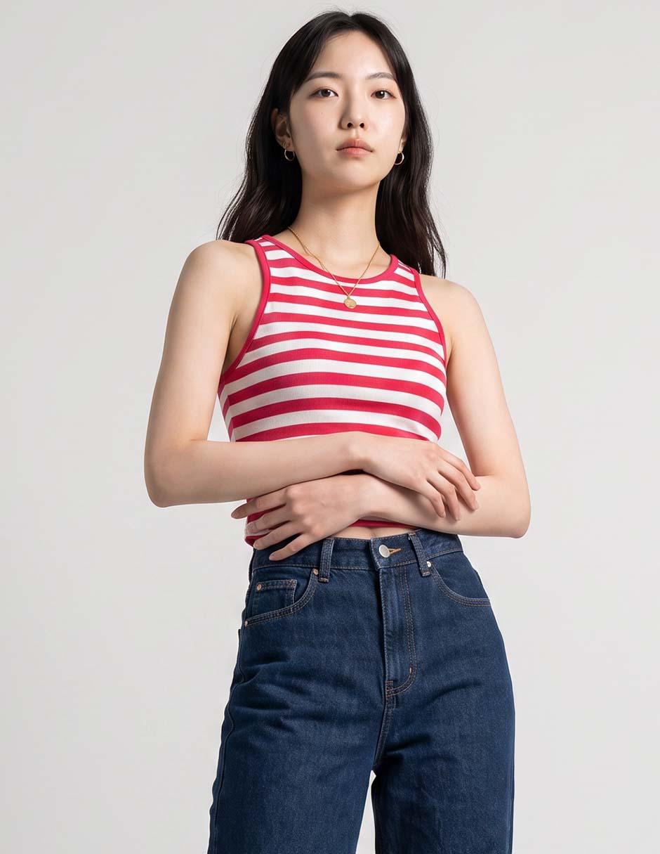 Top cuello redondo