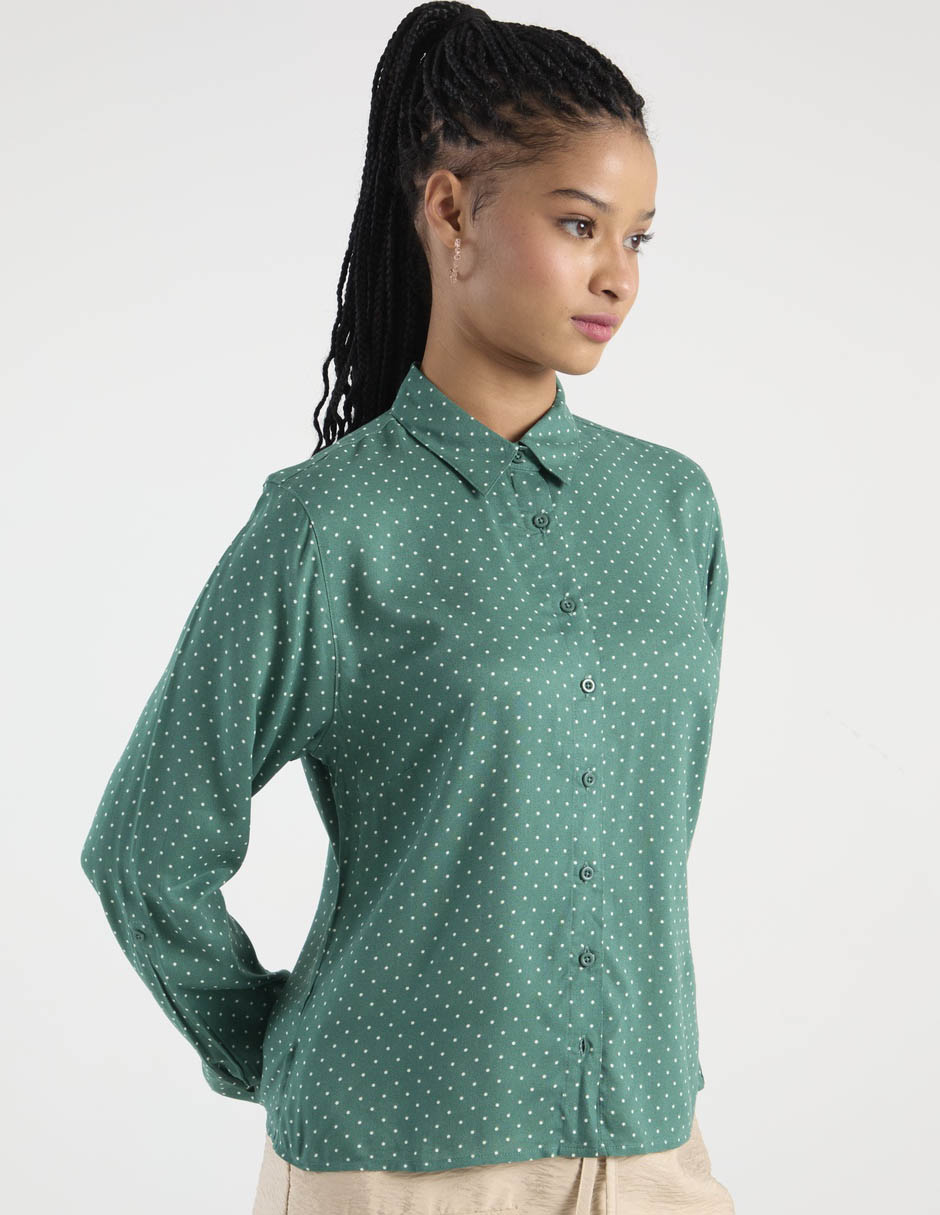 Blusa camisera manga larga para mujer