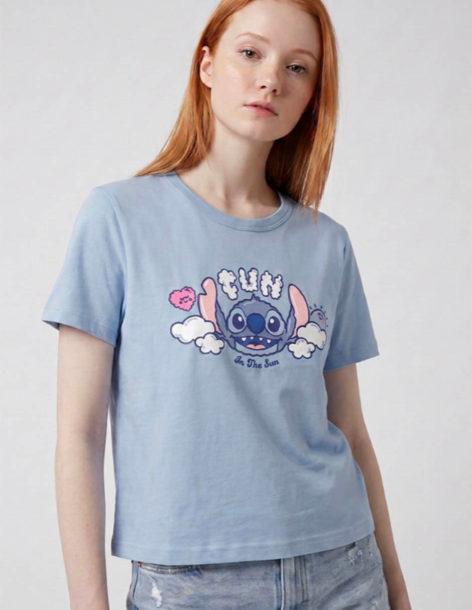 Playera manga corta Stitch cuello redondo mujer 3