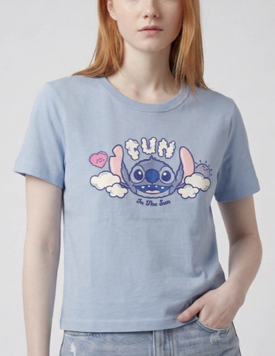Playera manga corta Stitch cuello redondo mujer 4