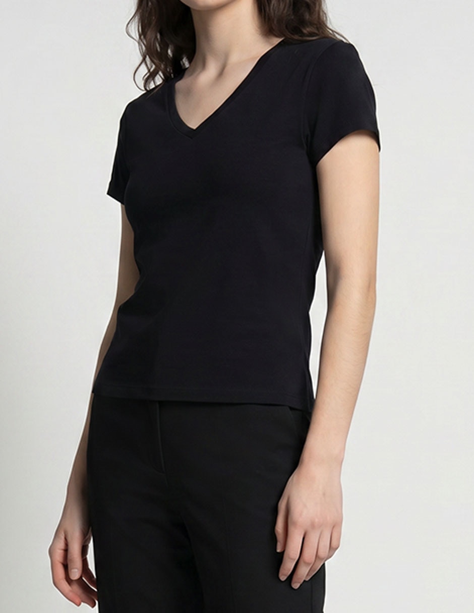 Playera manga corta cuello v para mujer 3