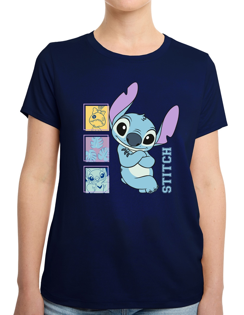Playera manga corta Disney Dtr Stitch cuello redondo para mujer