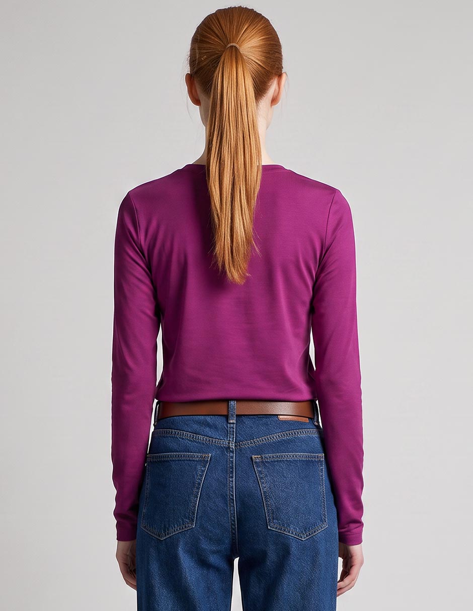 Playera manga larga cuello redondo para mujer 3