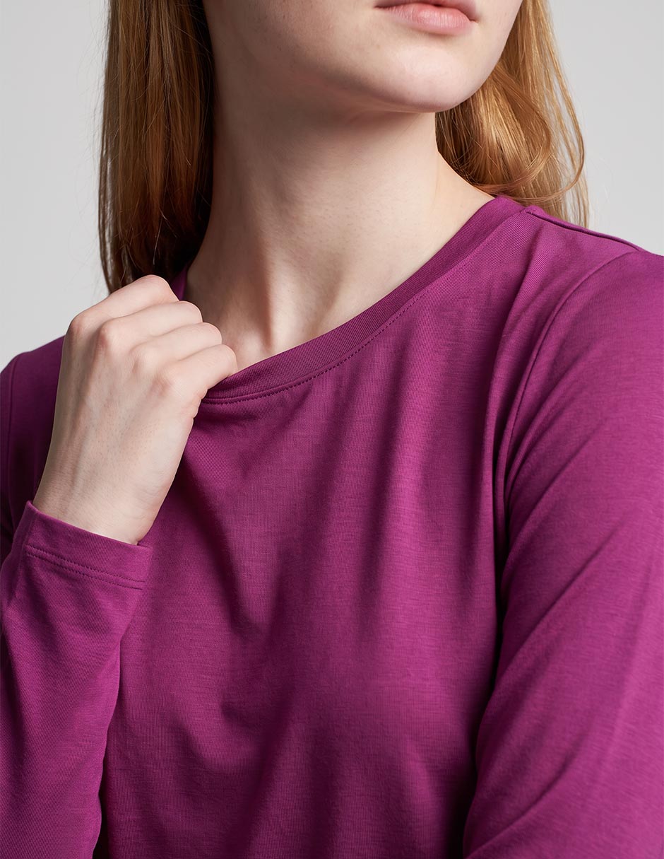 Playera manga larga cuello redondo para mujer 2