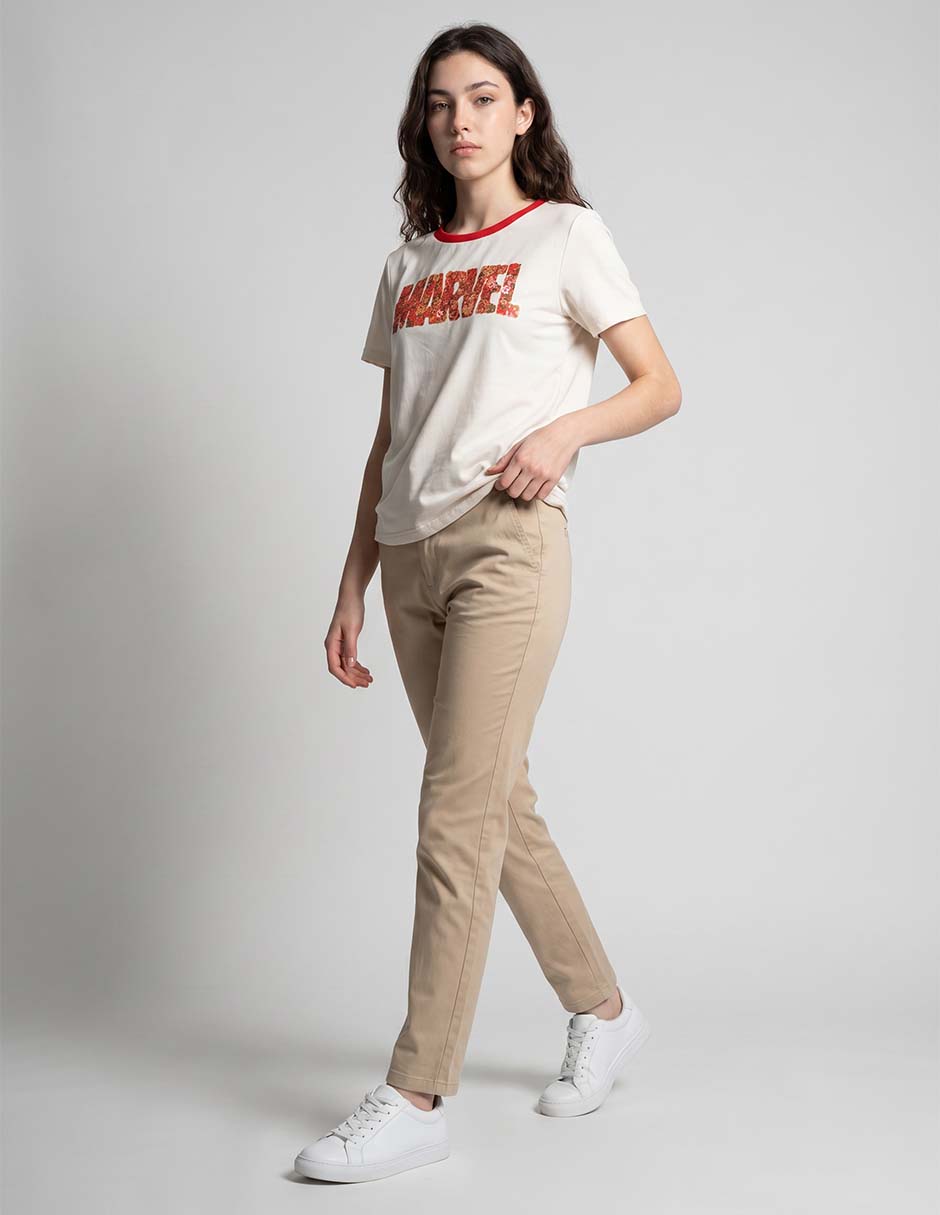 Playera manga corta Marvel Dtr cuello redondo para mujer