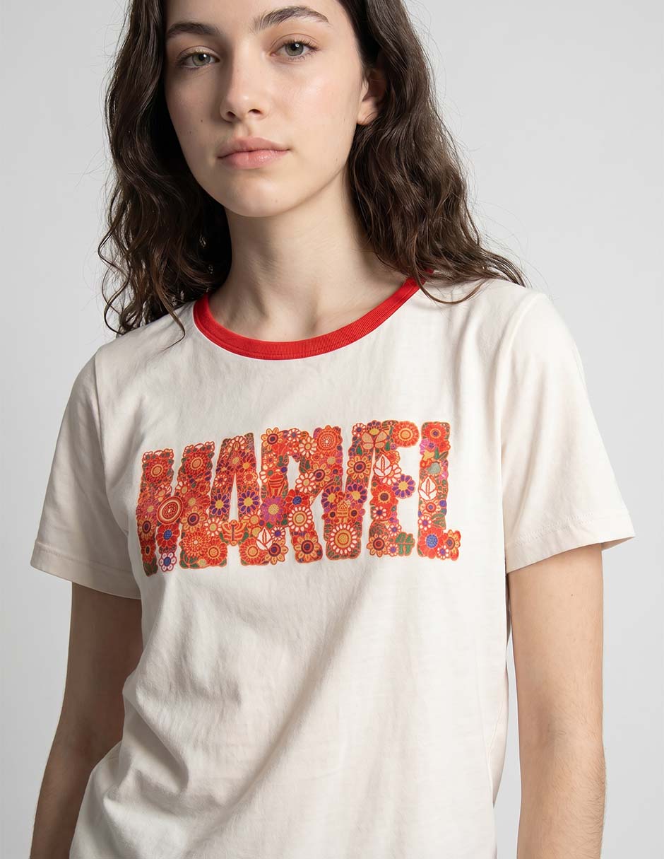 Playera manga corta Marvel Dtr cuello redondo para mujer
