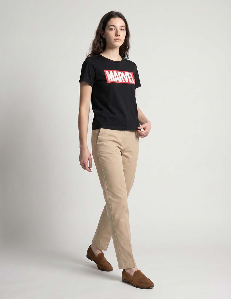 Playera manga corta Marvel Dtr cuello redondo para mujer