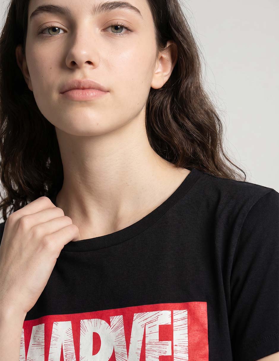 Playera manga corta Marvel Dtr cuello redondo para mujer