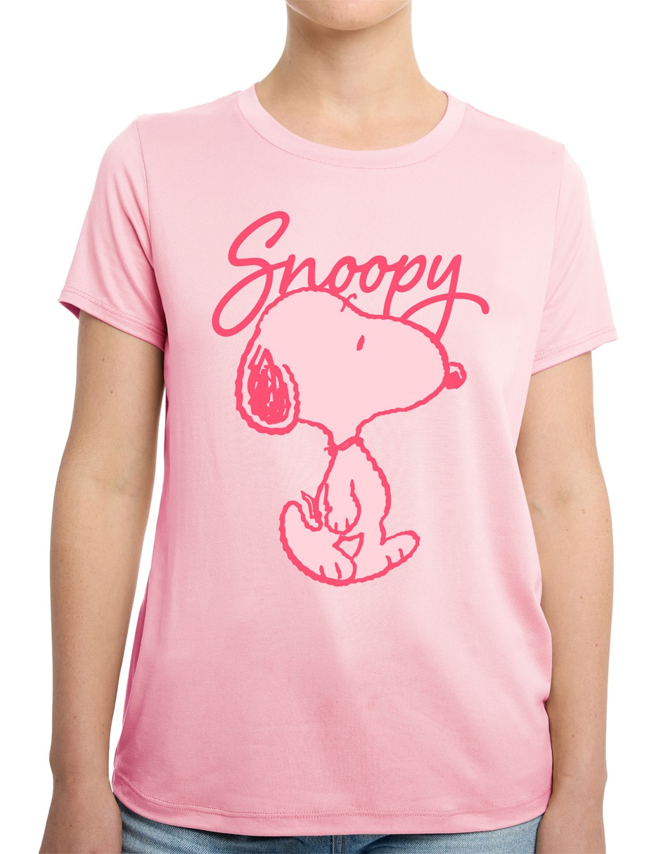 Playera manga corta Peanuts cuello redondo para mujer