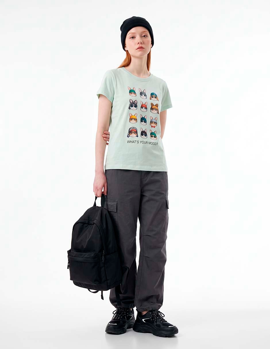 Playera manga corta cuello redondo para mujer Playera manga corta cuello redondo para mujer