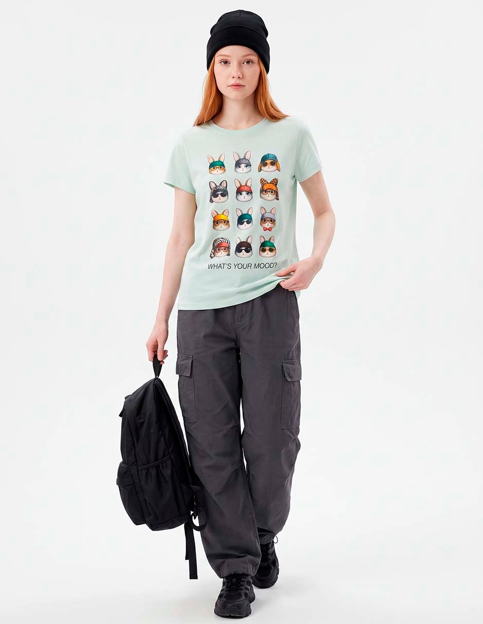 Playera manga corta cuello redondo para mujer 4