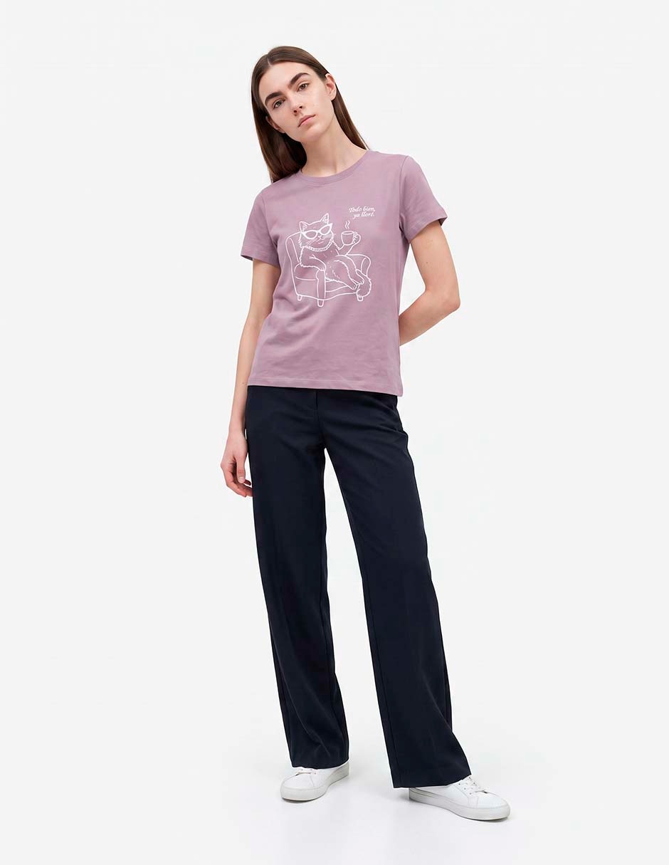 Playera manga corta cuello redondo para mujer