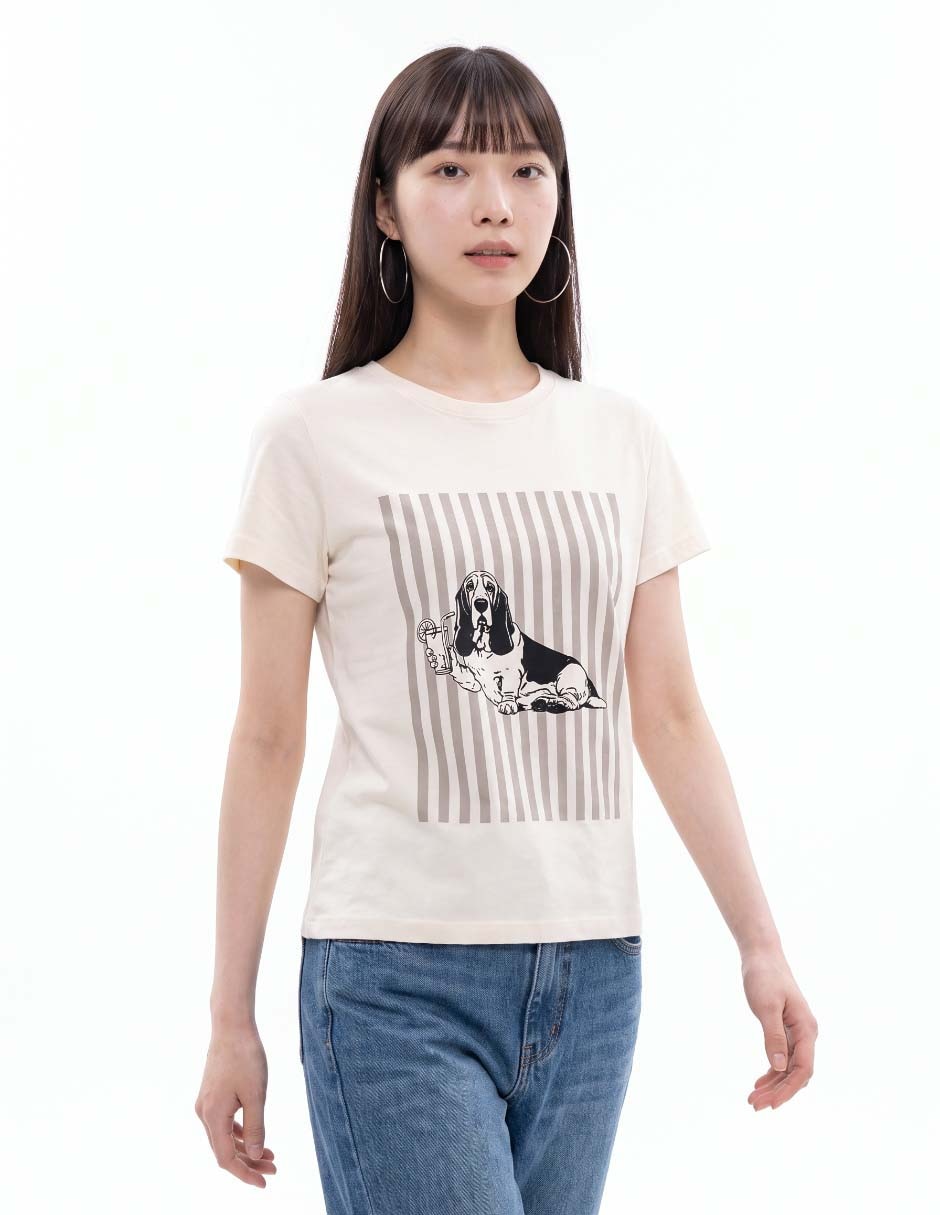 Playera manga corta cuello redondo para mujer