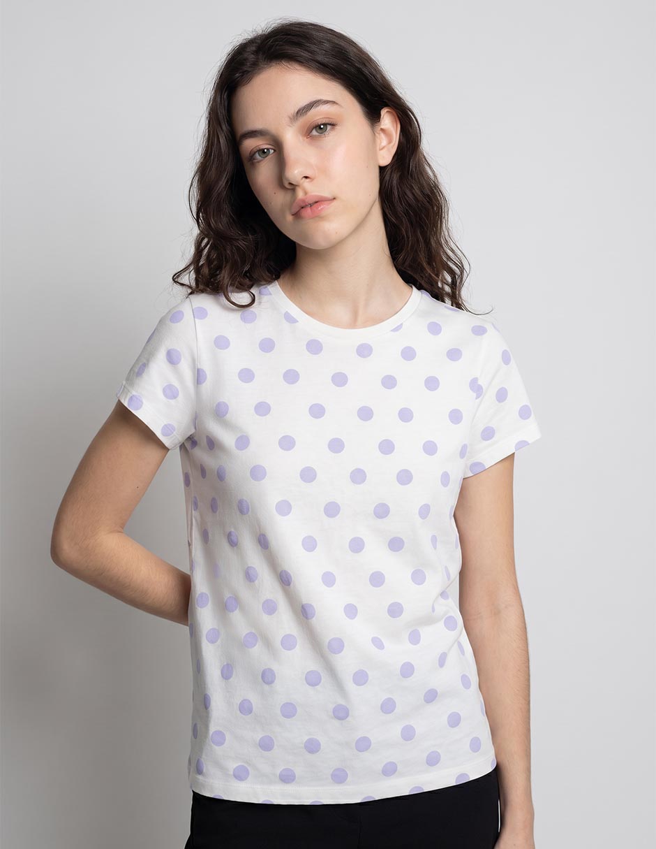 Playera manga corta cuello redondo para mujer