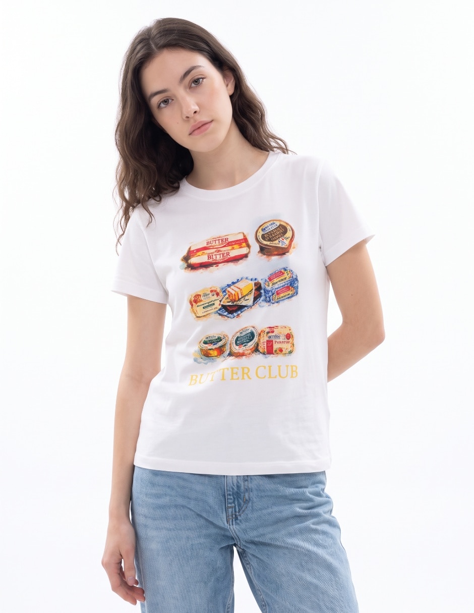 Playera manga corta cuello redondo para mujer Playera manga corta cuello redondo para mujer
