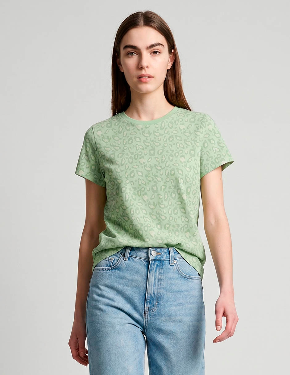 Playera manga corta cuello redondo para mujer