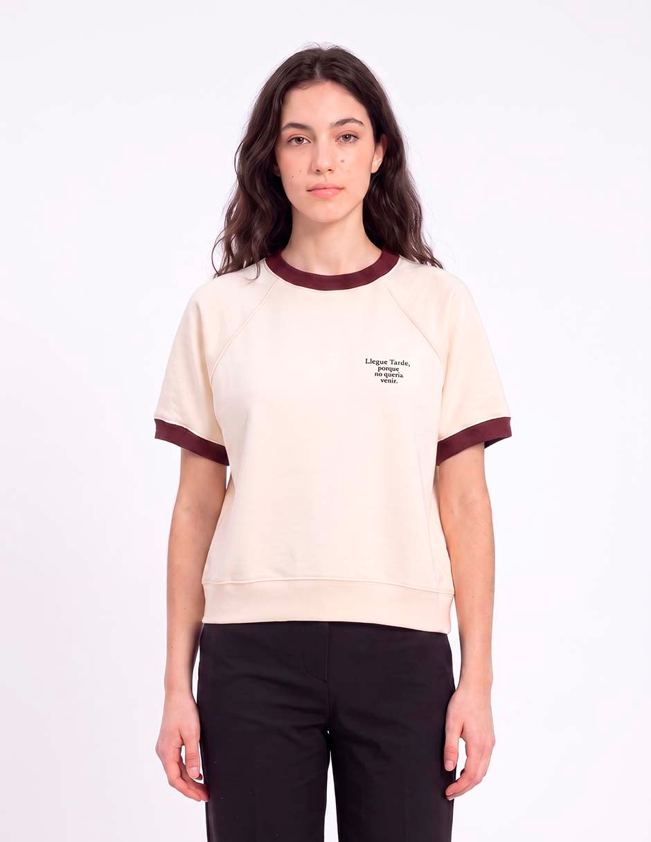 Playera manga corta cuello redondo para mujer