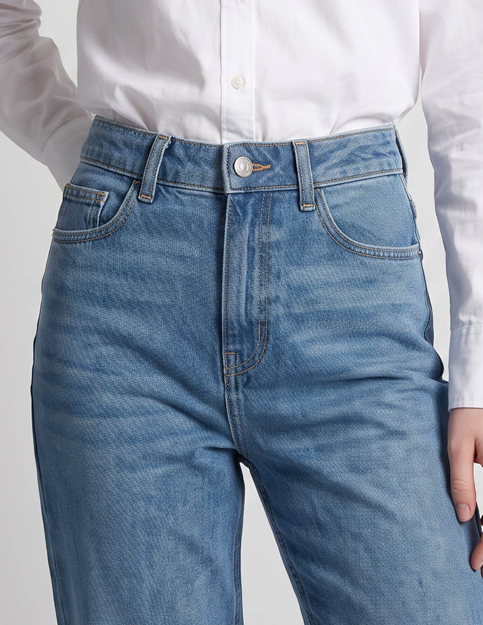 Jeans straight corte cintura para mujer 4
