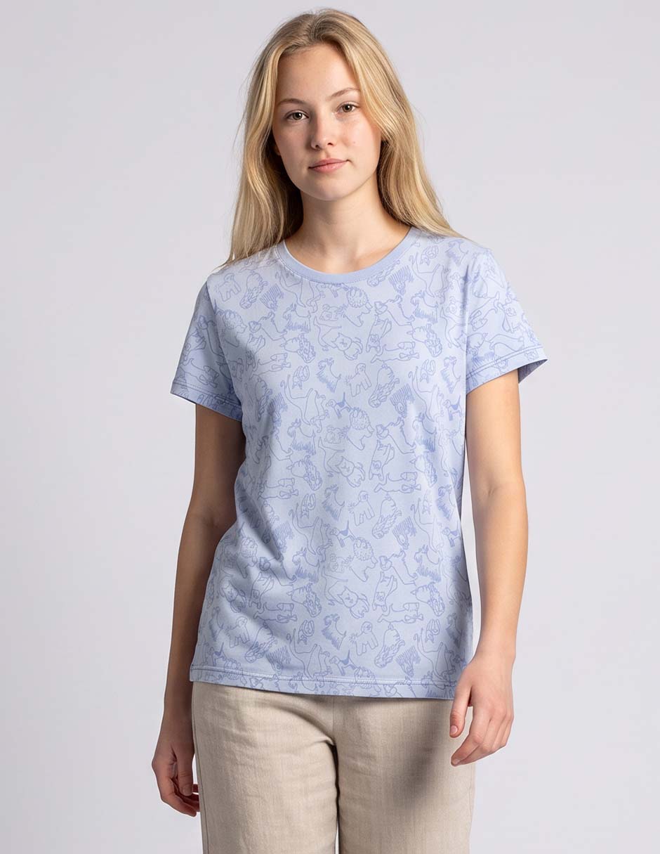 Playera manga corta cuello redondo para mujer