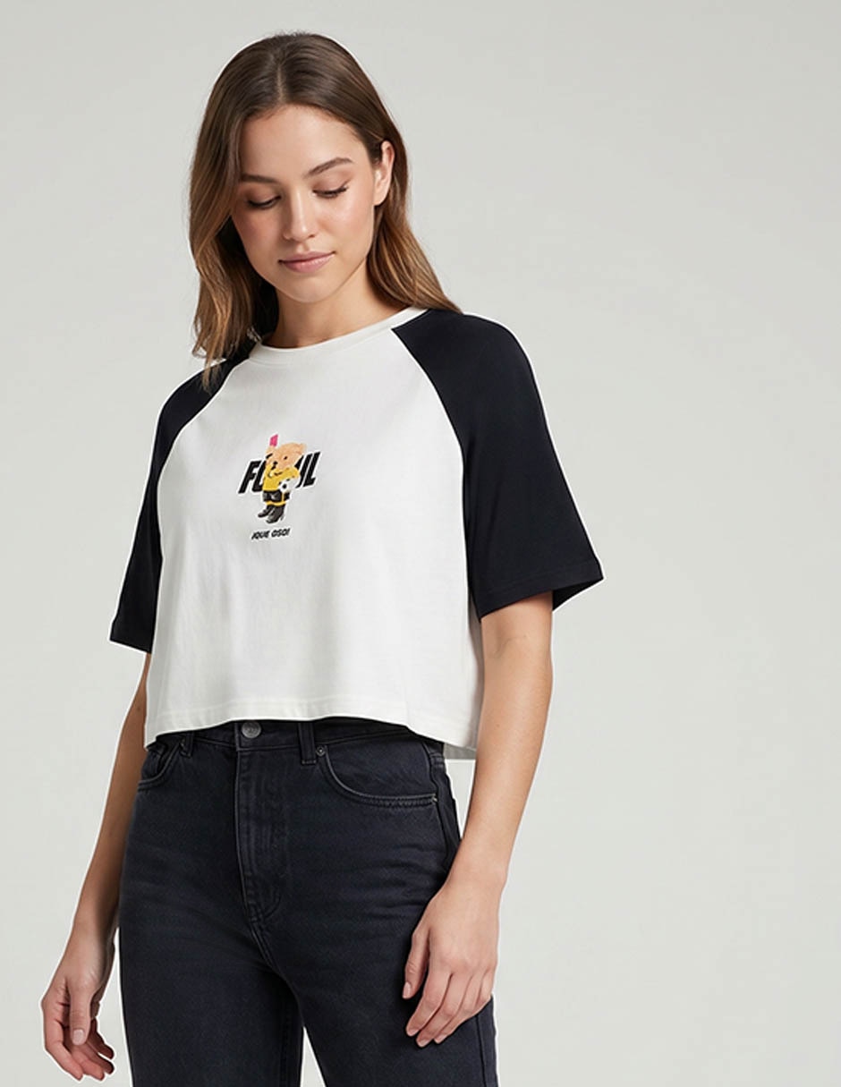 Playera manga corta cuello redondo para mujer
