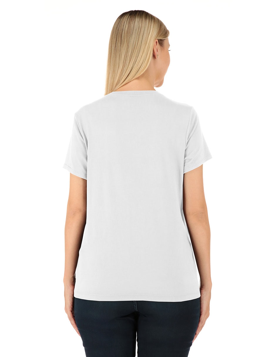 Playera manga corta cuello redondo para mujer 4