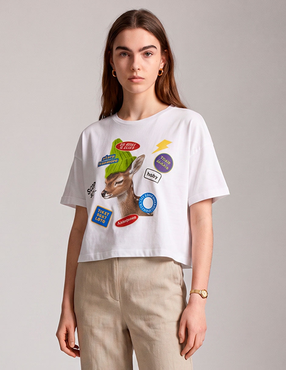 Playera manga corta cuello redondo para mujer Playera manga corta cuello redondo para mujer